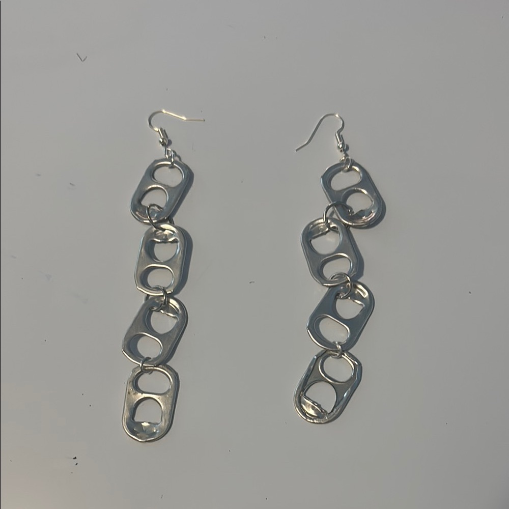 Silver Dangle bottle-tab Earrings